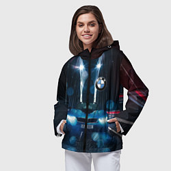 Ветровка с капюшоном женская Бэха на ночной дороге попала под ливень, цвет: 3D-черный — фото 2