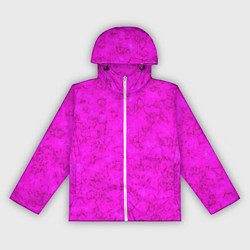 Ветровка с капюшоном женская Розовый яркий неоновый узор с мраморной текстурой, цвет: 3D-белый