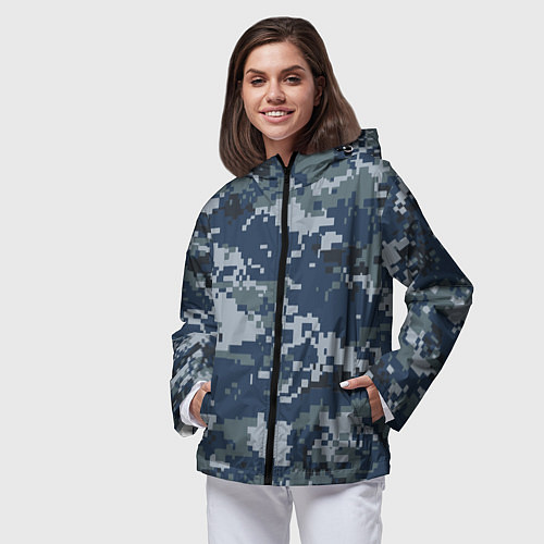 Женская ветровка Камуфляж Росгвардия цифра / 3D-Черный – фото 3