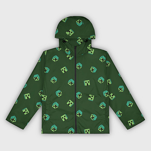 Женская ветровка Minecraft - зеленые лица / 3D-Черный – фото 1