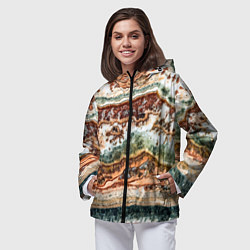 Ветровка с капюшоном женская Натуральный природный камень агат, цвет: 3D-черный — фото 2