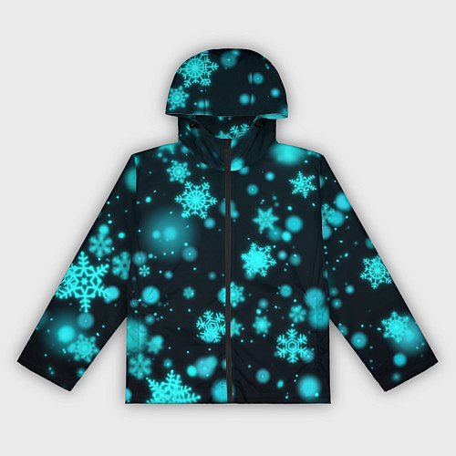 Женская ветровка Неоновые снежинки на черном фоне / 3D-Черный – фото 1