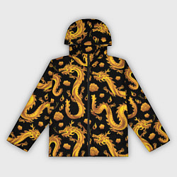Ветровка с капюшоном женская Golden dragons, цвет: 3D-черный