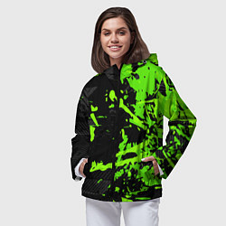 Ветровка с капюшоном женская Black & Green, цвет: 3D-черный — фото 2