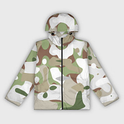 Ветровка с капюшоном женская Камуфляж зимний лес крупный, цвет: 3D-черный