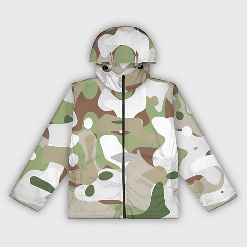 Женская ветровка Камуфляж зимний лес крупный / 3D-Черный – фото 1