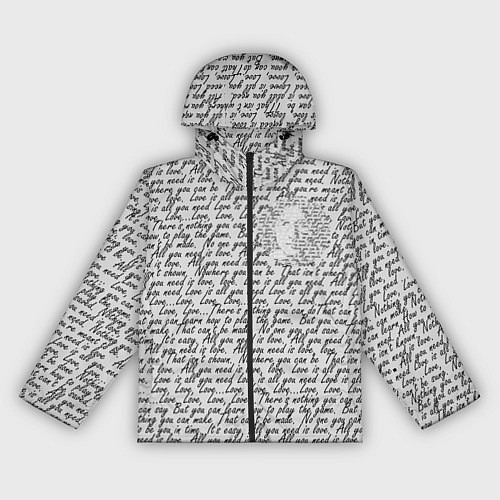 Женская ветровка Текст песни: что вам нужно - это любовь / 3D-Черный – фото 1