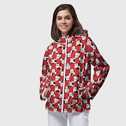 Ветровка с капюшоном женская Кролики в красных шапках, цвет: 3D-белый — фото 2