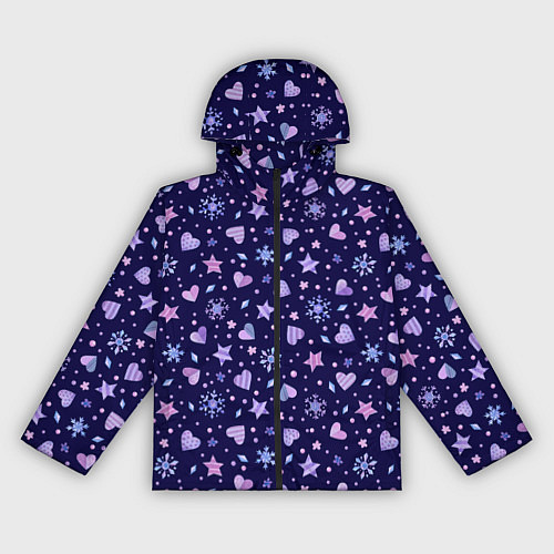 Женская ветровка Новогодние сердечки / 3D-Черный – фото 1