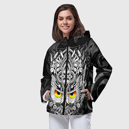 Женская ветровка Сова с золотыми глазами / 3D-Черный – фото 3