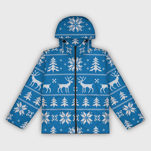 Женская ветровка Рождественский синий свитер с оленями / 3D-Черный – фото 1