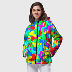 Ветровка с капюшоном женская Форма маляра - кляксы, цвет: 3D-черный — фото 2