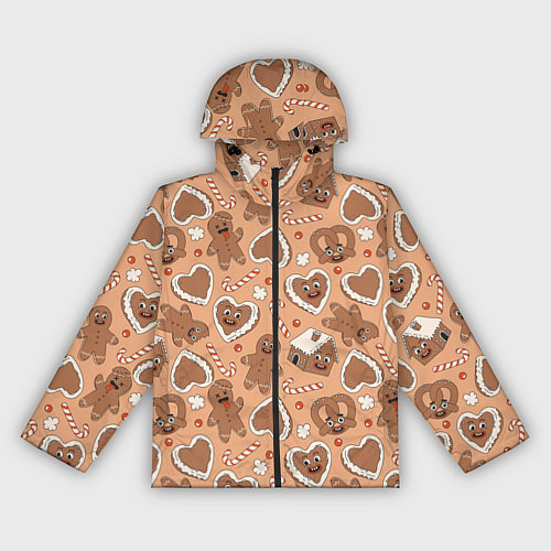 Женская ветровка Новогодний паттерн с печеньем / 3D-Черный – фото 1