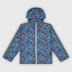 Ветровка с капюшоном женская Паттерн из цветочных узоров, цвет: 3D-белый