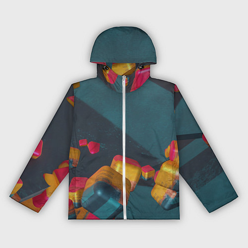 Женская ветровка Множество абстрактных кубиков / 3D-Белый – фото 1