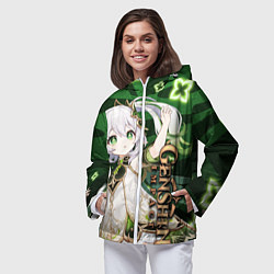 Ветровка с капюшоном женская Нахида: Дендро Архонт, цвет: 3D-белый — фото 2