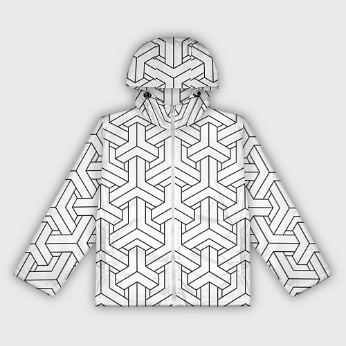 Женская ветровка Мозаичный чёрно-белый паттерн / 3D-Белый – фото 1