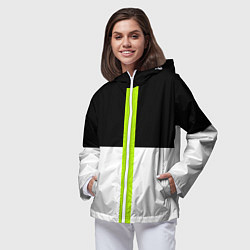 Ветровка с капюшоном женская Геометрия Инь-Янь, цвет: 3D-белый — фото 2