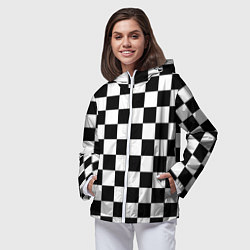 Ветровка с капюшоном женская Шахматные клетки - текстура, цвет: 3D-белый — фото 2