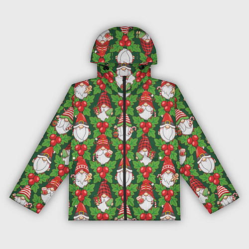 Женская ветровка Новогодние гномы - паттерн / 3D-Черный – фото 1