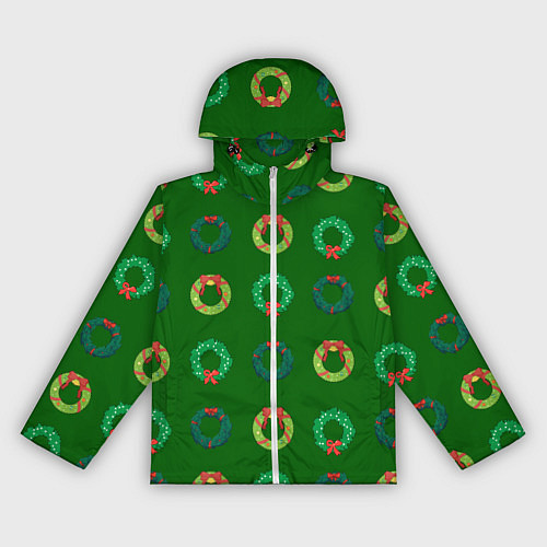 Женская ветровка Зеленые рождественские венки омелы / 3D-Белый – фото 1