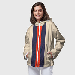 Ветровка с капюшоном женская Полосы триколор синий красный, цвет: 3D-белый — фото 2