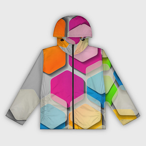 Женская ветровка Абстрактные разноцветные геометрические фигуры / 3D-Черный – фото 1