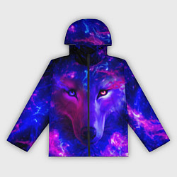 Ветровка с капюшоном женская Волшебный звездный волк, цвет: 3D-черный