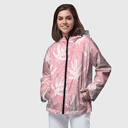 Ветровка с капюшоном женская Листья экзотические скетч, цвет: 3D-черный — фото 2