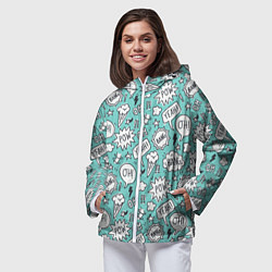 Ветровка с капюшоном женская Пузыри и надписи комиксов, цвет: 3D-белый — фото 2