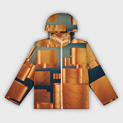 Ветровка с капюшоном женская Золотые геометрические слитки, цвет: 3D-белый