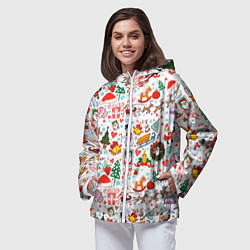 Ветровка с капюшоном женская Новогодние символы, цвет: 3D-белый — фото 2