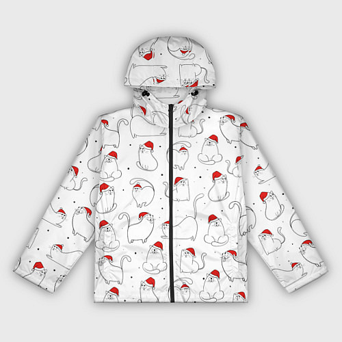 Женская ветровка Паттерн новогодний котик / 3D-Черный – фото 1