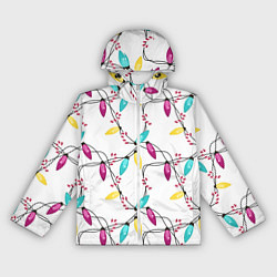 Ветровка с капюшоном женская Новогодняя гирлянда белая, цвет: 3D-белый