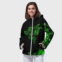 Ветровка с капюшоном женская Razer брызги, цвет: 3D-белый — фото 2