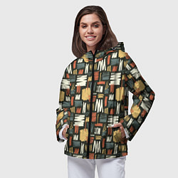 Ветровка с капюшоном женская Узор штрихованный, цвет: 3D-черный — фото 2