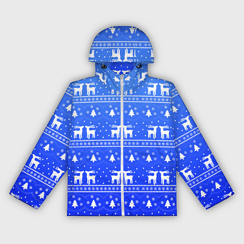Женская ветровка Синий орнамент с оленями / 3D-Белый – фото 1