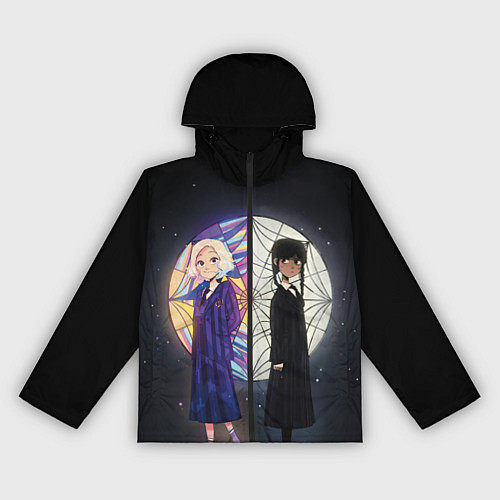 Женская ветровка Энид и Уэнсдэй на фоне окна / 3D-Черный – фото 1