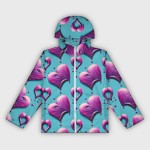 Женская ветровка Паттерн сердца и капли / 3D-Белый – фото 1