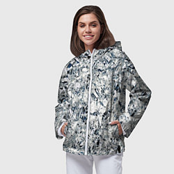 Ветровка с капюшоном женская Сверкающие кристаллы серебра, цвет: 3D-белый — фото 2