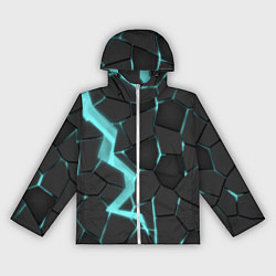 Ветровка с капюшоном женская Голубой неон, цвет: 3D-белый