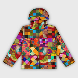 Ветровка с капюшоном женская Лоскутное шитье, пэчворк из нейросети, цвет: 3D-черный