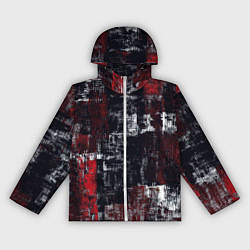 Ветровка с капюшоном женская Абстракт красный на чёрном, цвет: 3D-белый