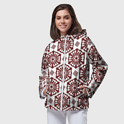 Ветровка с капюшоном женская Ромб и орнамент, цвет: 3D-белый — фото 2