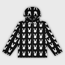 Ветровка с капюшоном женская Bunny pattern black, цвет: 3D-черный