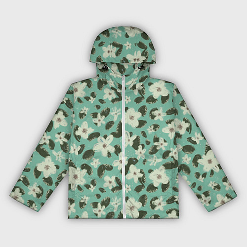 Женская ветровка Абстрактные цветы на мятном фоне / 3D-Белый – фото 1