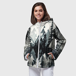 Ветровка с капюшоном женская Абстракция зимнего леса, цвет: 3D-белый — фото 2