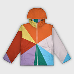 Ветровка с капюшоном женская Разноцветные пересекающиеся треугольники, цвет: 3D-белый