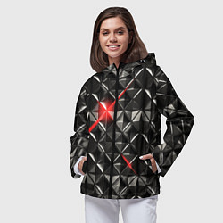 Ветровка с капюшоном женская Металлические плитки, цвет: 3D-черный — фото 2