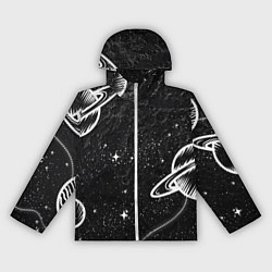 Ветровка с капюшоном женская Черно-белый Сатурн, цвет: 3D-белый